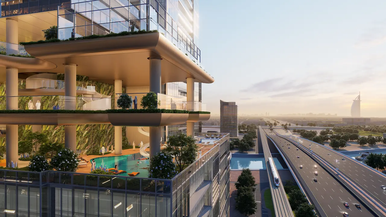 1-Bedroom Apartments at Sobha Skyparks — Corner Unit with Wrap-Around Balcony — view 5