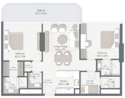 2 Bedroom + Study Apartment