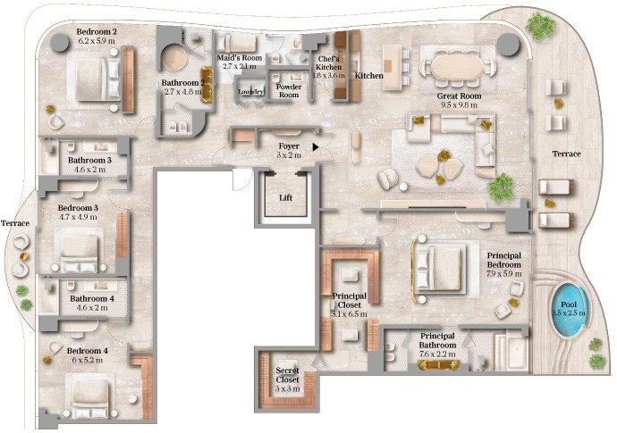 4 Bedroom Apartment